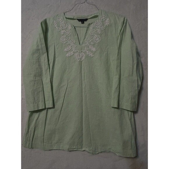 Brooks Brothers Women's Linen Blend Tunic Top Light Green 3/4 Sleeve Size XL - Picture 1 of 10